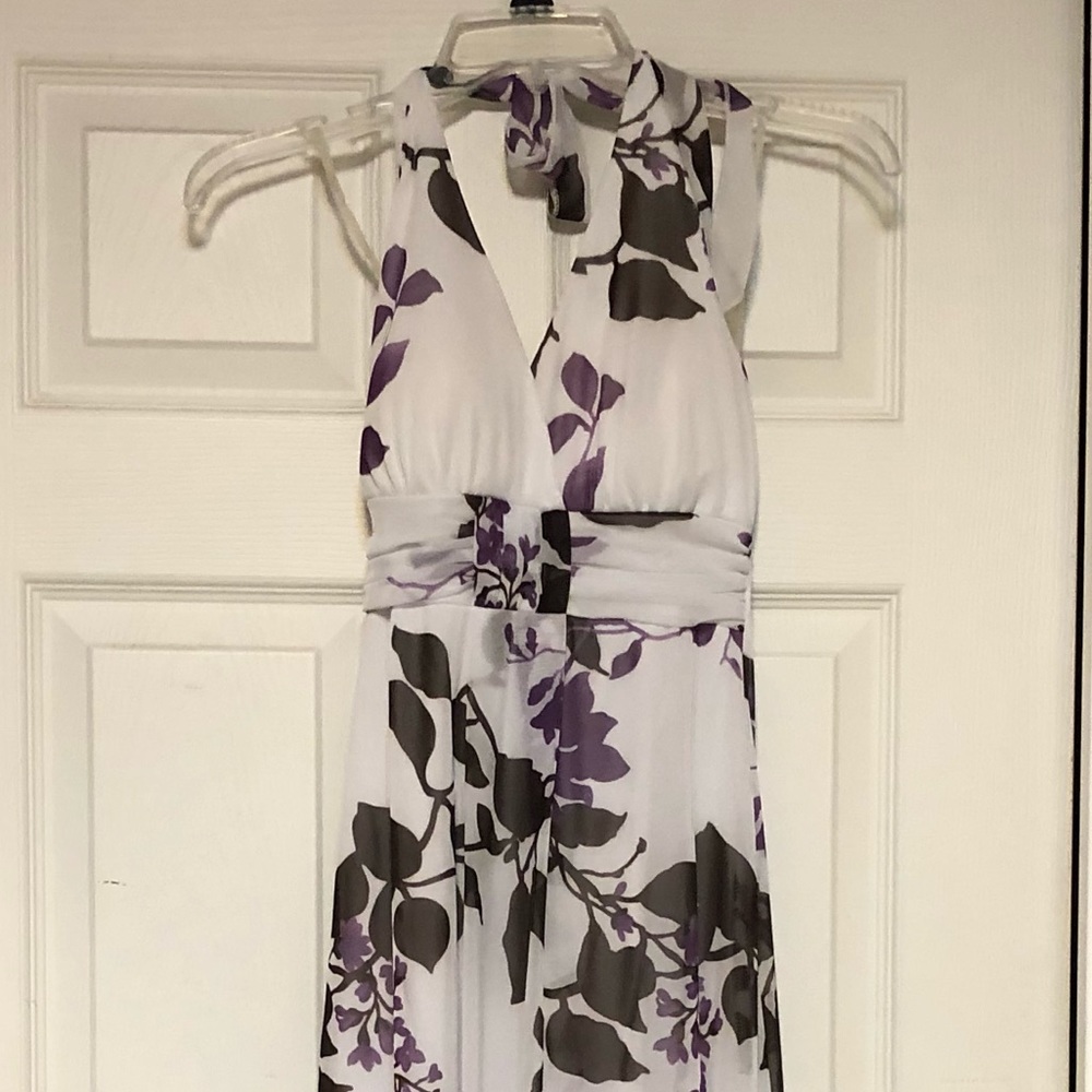Size medium purple, brown, and white dress